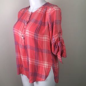 Nine West Jeans Lucy Tunic Pink Plaid